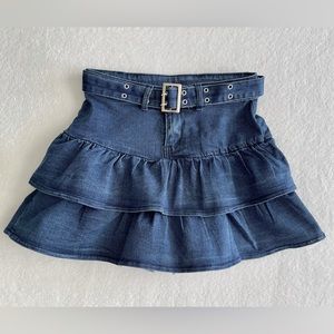 jeans women denim skirt tiered ruffle with shorts